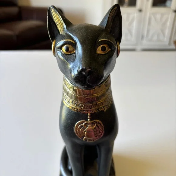 Egyptian Cat Home Decor Bastet Collectible Sphynx 11” Figurine - Picture 2 of 12